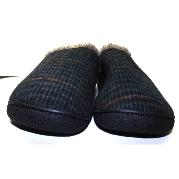 Isotoner US 13-14 men's striped scuff slippers faux fur trim memory foam New - Picture 1 of 7